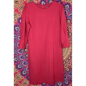 J Mclaughlin‎ Red Size Large Knee Length Long Sleeve Dress Soft Thick Zippered